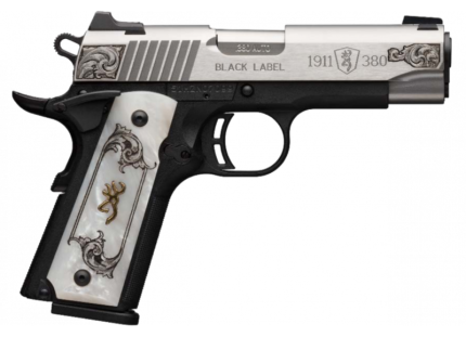 Browning 1911 380 ACP 3.62" Barrel 8 Rounds White Pearl S/S Engraved FS - HANDGUNS | Rare Breed Triggers FRT - 15