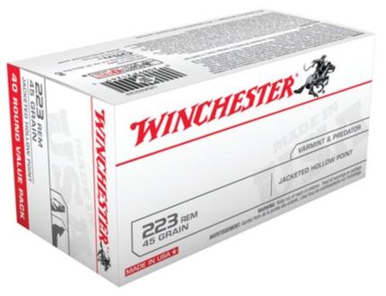 Winchester USA 223 Rem/5.56 NATO, 45gr, Jacketed Hollow Point, 40rd Box Winchester Ammo - Ammunition - Rare Breed Triggers FRT - 15
