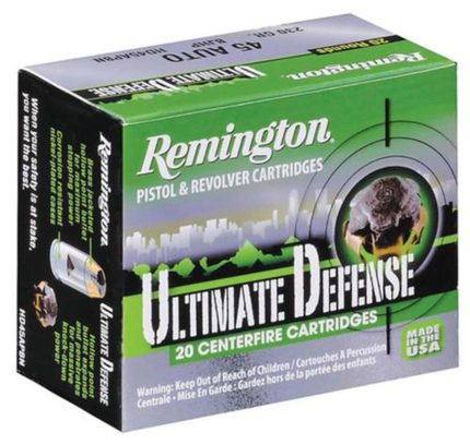 Remington Ultimate Home Defense 45 ACP 230gr, Brass Jacketed Hollow Point 20rd Box Remington - Ammunition - Rare Breed Triggers FRT - 15
