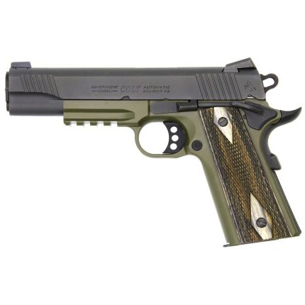 Colt 1911 'Rail Gun', 45 ACP, Black Slide, Olive Drab Frame, Full Size Colt - Products | Rare Breed Triggers FRT - 15