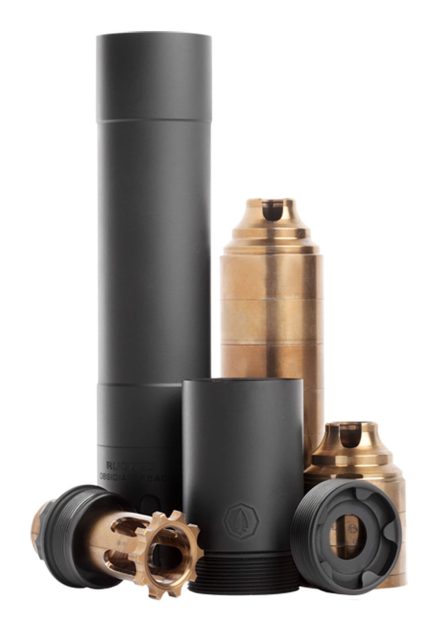 Rugged Suppressors Obsidian 45 with ADAPT Modular Technology, Pistol Suppressor, .45 ACP, Includes .578X28 Piston, Aluminium Tube, 17-4 PH Baffles, Black Cerakote Finish Rugged Suppressor - Products | Rare Breed Triggers FRT - 15