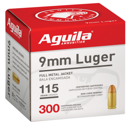 Aguila 9mm 115gr, FMJ, 300rd/Box Aguila Ammunition - Ammunition - Rare Breed Triggers FRT - 15