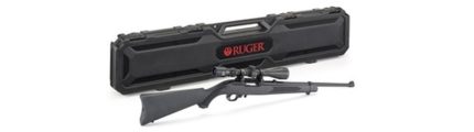 Ruger 10/22 Carbine Package 22 LR, 18.5" Barrel, Satin Black, Alloy Steel Receiver, Black Synthetic Stock, With Viridian EON 3-9x40 Scope and Ruger Case, 10Rd Rotary Magazine Ruger - Products | Rare Breed Triggers FRT - 15