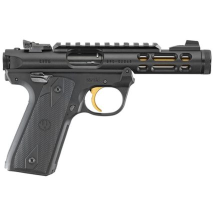 Ruger Mark IV Lite 22/45 22LR, 4.4" Gold Finished Threaded Barrel, Polymer Frame, Black, Checkered Grips, 10Rd Mag Ruger - Products | Rare Breed Triggers FRT - 15