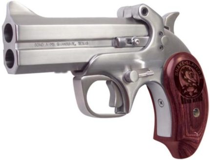 Bond Arms Snake Slayer IV .45 Colt/410 4.25" Barrel SS Satin Finish Extended Rosewood Grips 2 Shot Bond Arms - Products | Rare Breed Triggers FRT - 15