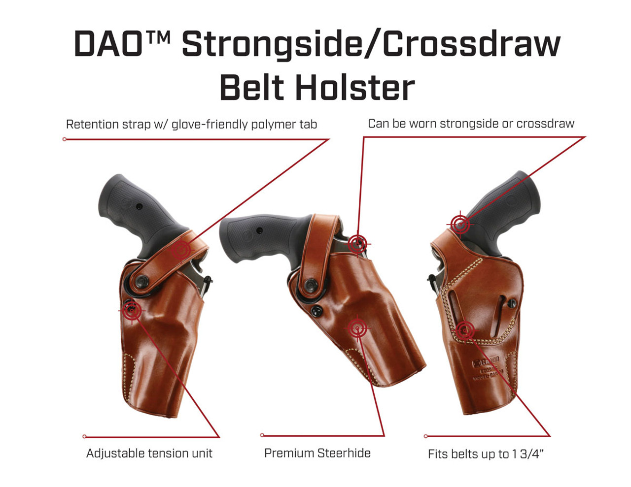 Galco DAO Strongside/Crossdraw Belt Holster Revolver - Image 5