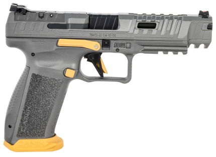 Canik SFX Rival 9mm, 5" Barrel, Gray, Gold Accents, Optic Ready, 18rd Canik - Products | Rare Breed Triggers FRT - 15