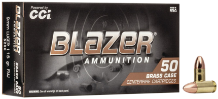 CCI Blazer Brass 9mm, 115gr, Full Metal Jacket, 50rd Box CCI Ammunition - Ammunition - Rare Breed Triggers FRT - 15