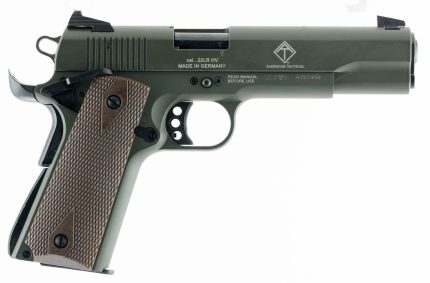 GSG M1911 22 LR, 5" Threaded Barrel, Olive Drab Green, Double Diamond Walnut Grip, 10rd GSG - Products | Rare Breed Triggers FRT - 15