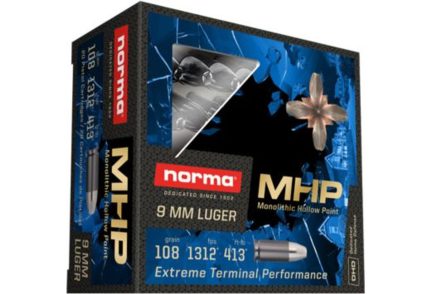 Norma MHP 9mm, 108gr, Monolithic Hollow Point, 20rd Box Norma Ammunition - Ammunition - Rare Breed Triggers FRT - 15