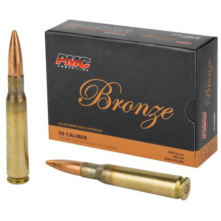 PMC Bronze 50 BMG, 660gr Full Metal Jacket Boat-Tail, 10rd Box PMC Ammunition - Ammunition - Rare Breed Triggers FRT - 15