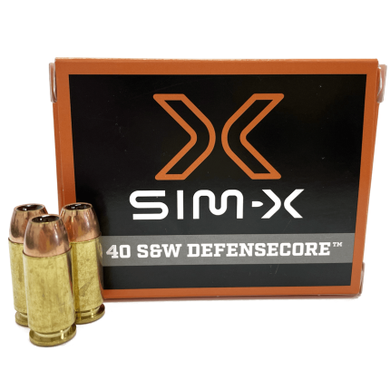 SIM-X Defensecore .40 S&W, 58gr, JHP, 20rd Box SIM-X - Ammunition - Rare Breed Triggers FRT - 15