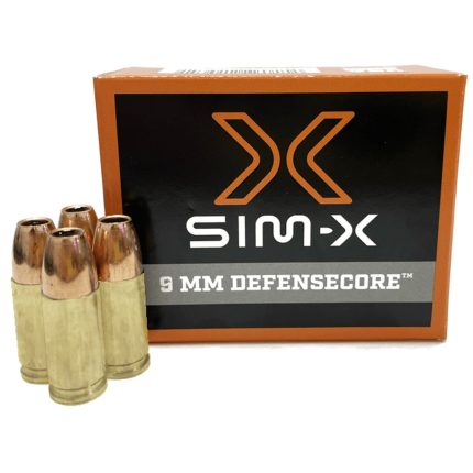 SIM-X Defensecore 9mm, 45gr, JHP, 20rd Box SIM-X - Ammunition - Rare Breed Triggers FRT - 15