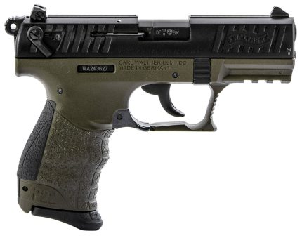 Walther P22 Q 22 LR, 3.42" Threaded Barrel, Olive Drab Green Frame, Black Slide, 10rd Walther - Products | Rare Breed Triggers FRT - 15
