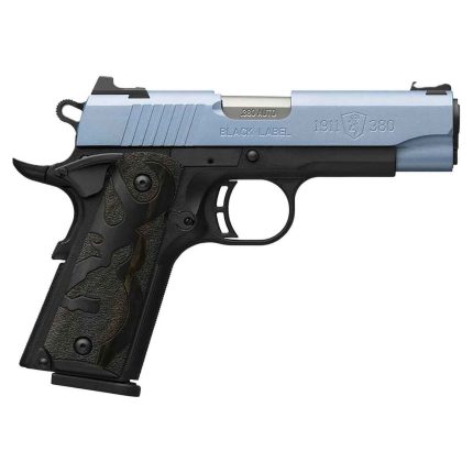Browning 1911 Black Label 380 Auto (ACP) 3.6in Polar Blue Cerakote Pistol - 8+1 Rounds - Handguns | Rare Breed Triggers FRT - 15