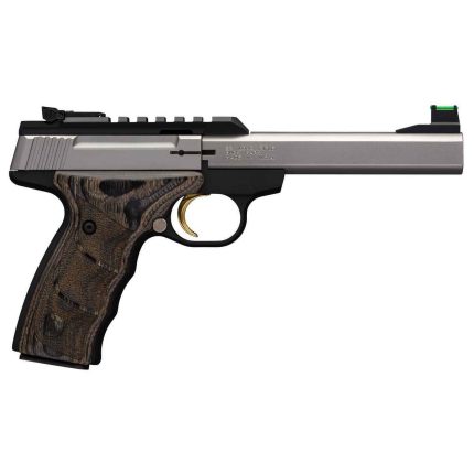 Browning Buck Mark Plus UDX 22 Long Rifle 5.5in Stainless/Wood Pistol - 10+1 Rounds - Shooting Gear | Rare Breed Triggers FRT - 15