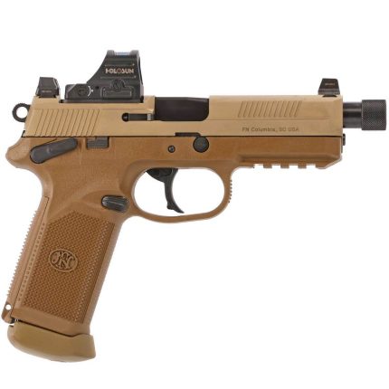 FN FNX-45 Tactical w/ Holosun 45 Auto (ACP) 5.3in FDE Pistol - 15+1 Rounds - Handguns | Rare Breed Triggers FRT - 15