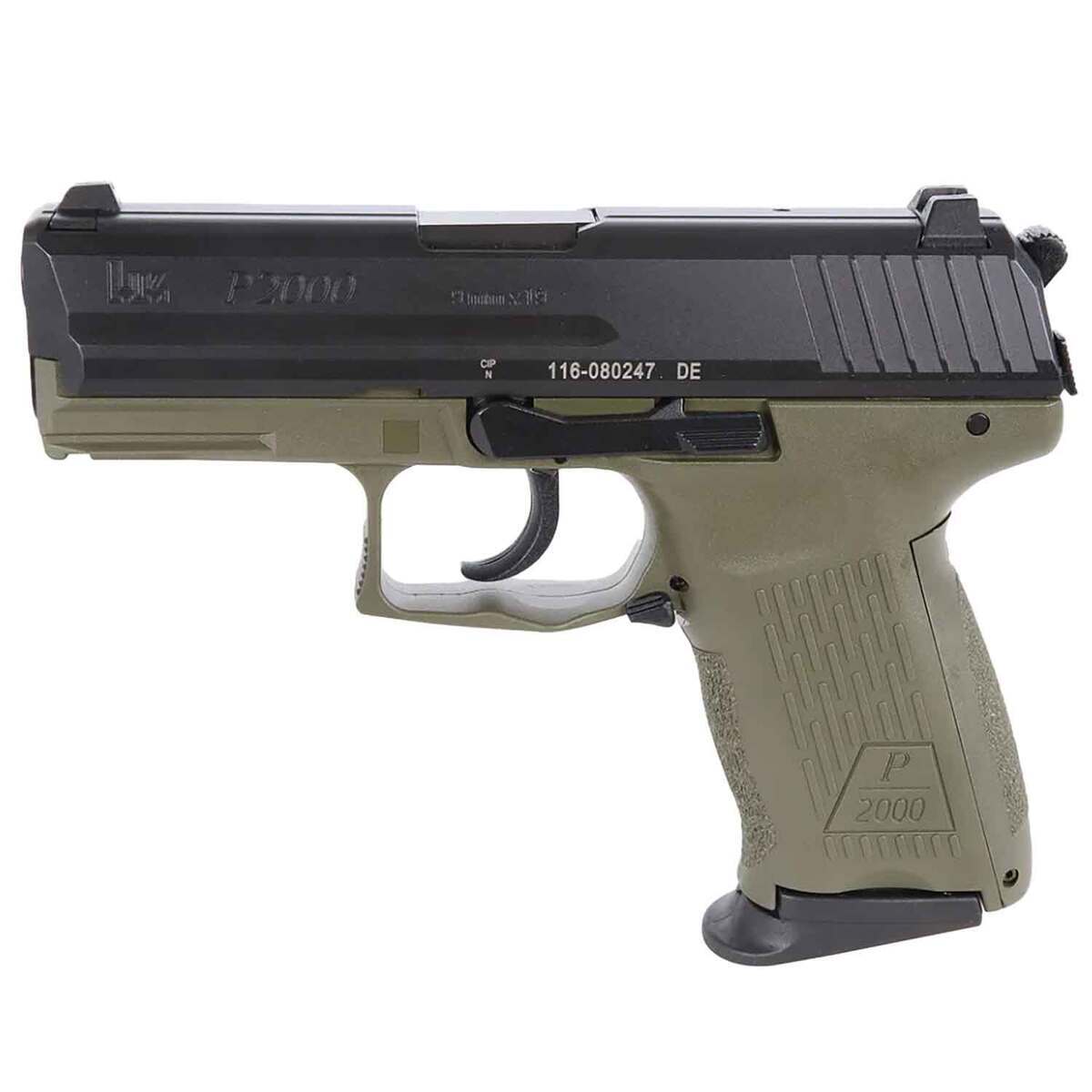 HK P2000 9mm Luger 3.4in Matte Black/Green Pistol - 13+1 Rounds - Image 2