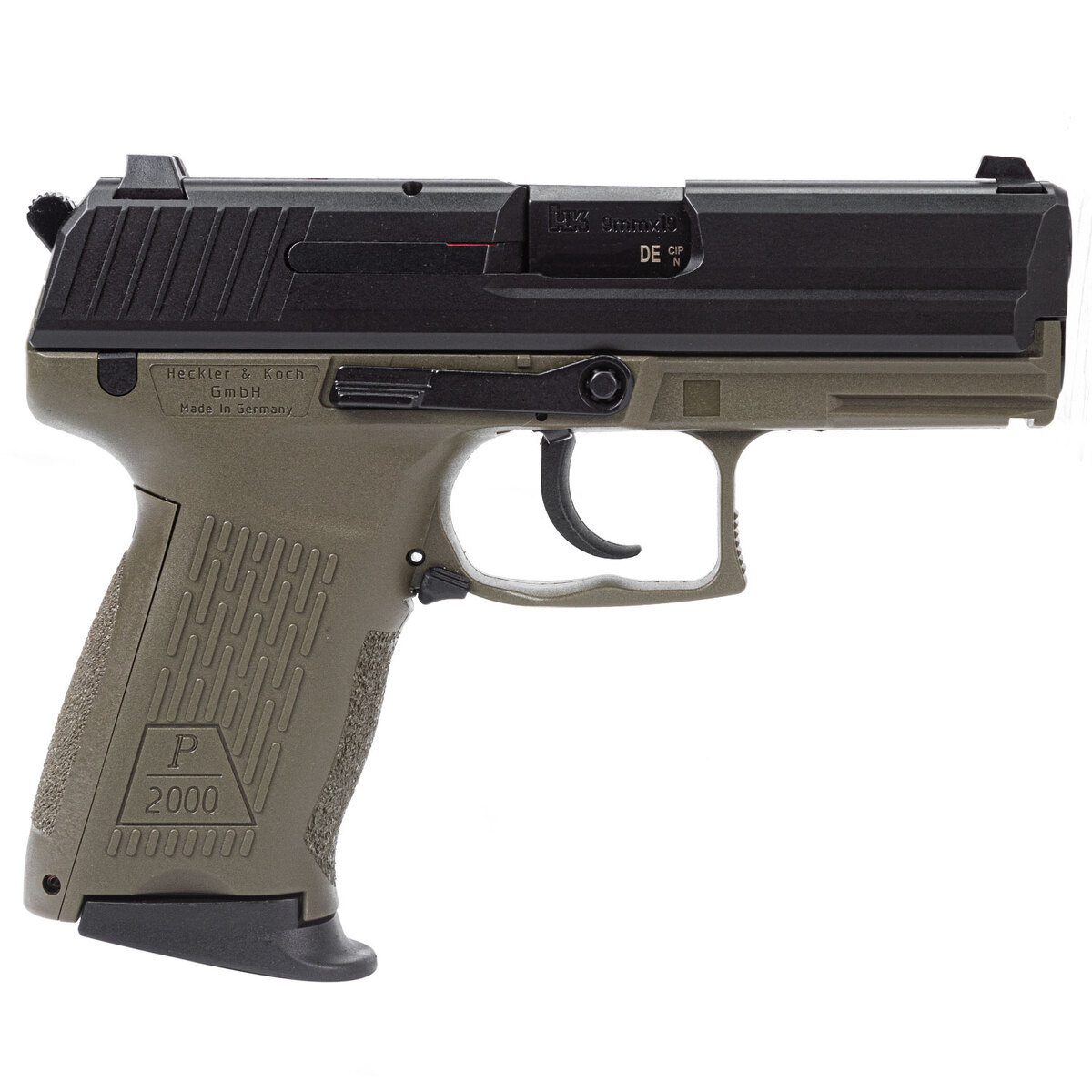 HK P2000 V3 9mm Luger 3in Green Pistol - 10+1 Rounds
