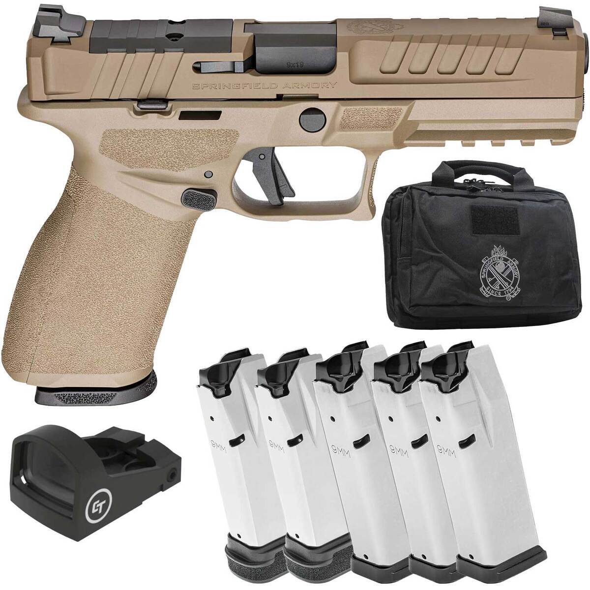 Springfield Armory Echelon 4.5F Gear Up Package 9mm Luger 4.5in Flat Dark Earth Pistol - 20+1 Rounds