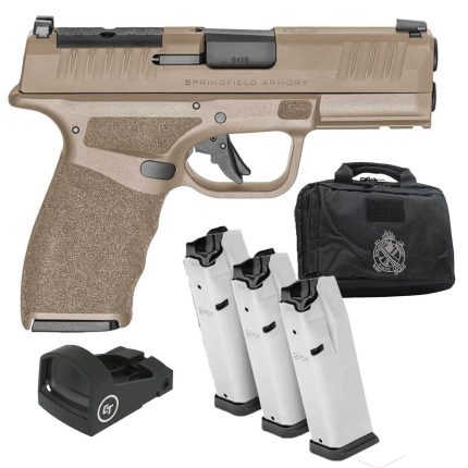 Springfield Armory Hellcat Pro Gear Up Package 9mm Luger Desert Flat Dark Earth Cerakote Pistol - 15+1 Rounds - Handguns | Rare Breed Triggers FRT - 15