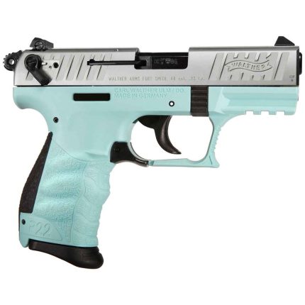Walther P22 22 Long Rifle 3.42in Stainless/Blue Pistol - 10+1 Rounds - California Compliant - Rifles | Rare Breed Triggers FRT - 15