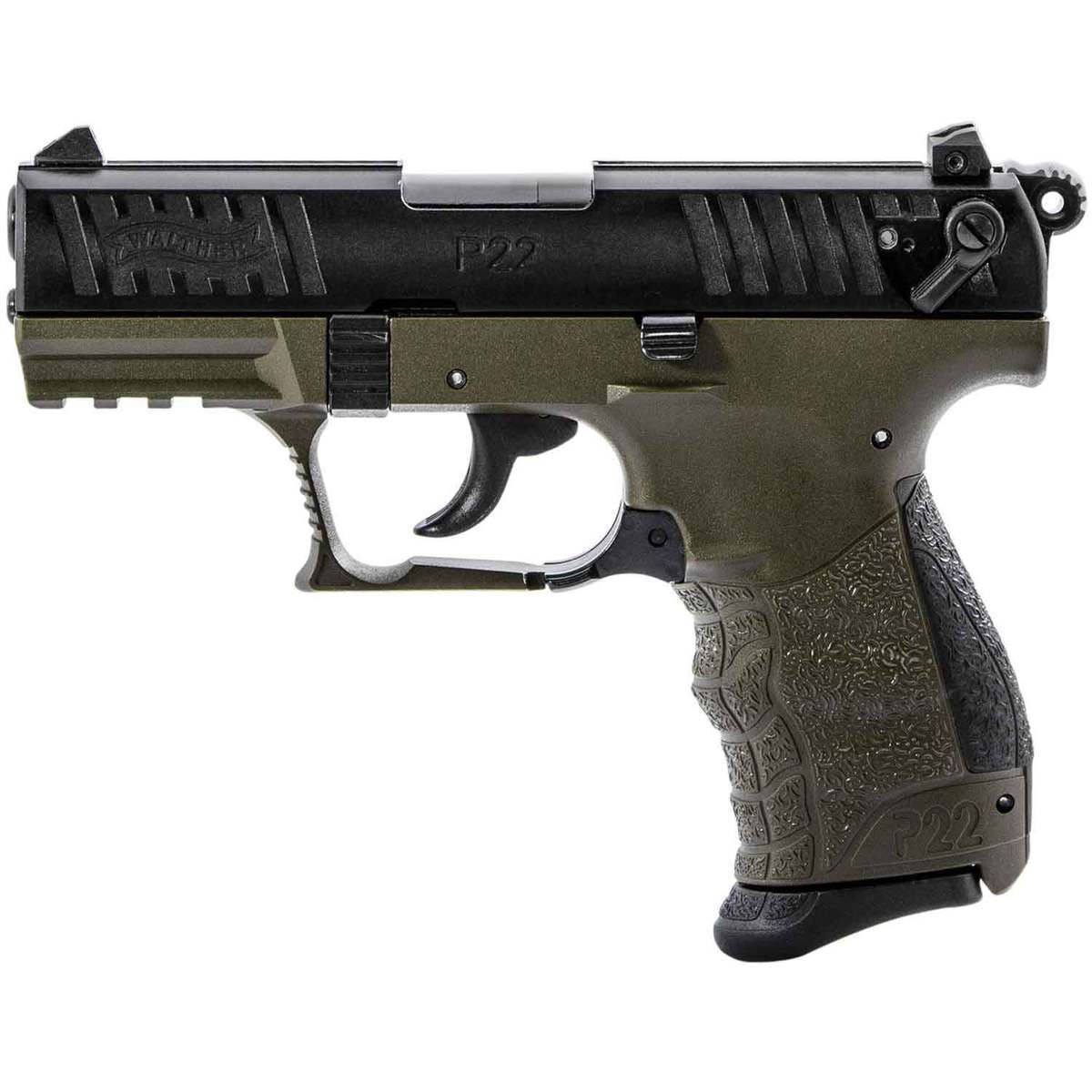 Walther P22 Q Military 22 Long Rifle 3.42in Black/OD Green Pistol - 10+1 Rounds - Image 2