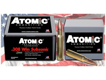 Glock Switch Atomic Ammunition Match Subsonic 308 Winchester Ammo - 175 Grain Sierra MatchKing JHP Box of 100 - Handguns | Rare Breed Triggers FRT - 15