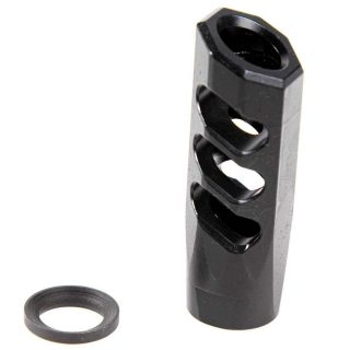 F1 Firearms 5.56 Angle Faced Compensating Black Nitride Muzzle Brake for Enhanced Recoil Control
