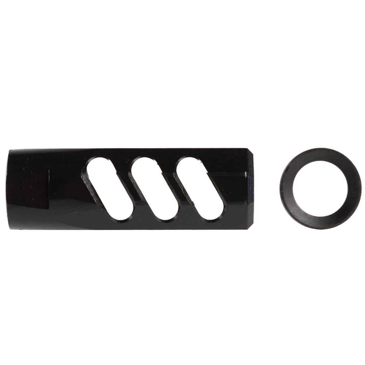 F1 Firearms 5.56 Flat Faced Compensating Black Nitride Muzzle Brake - Enhanced Recoil Reduction for AR-15 Rifles