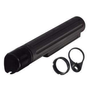 Enhanced AR-15 Buffer Tube with Ratchet Lock Castle Nut and End Plate - Mil-Spec