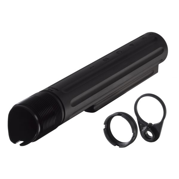 Enhanced AR-15 Buffer Tube with Ratchet Lock Castle Nut and End Plate - Mil-Spec