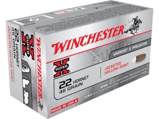 Winchester Super X 22 Hornet Ammo 46 Grain Jacketed Hollow Point 200 rounds for sale