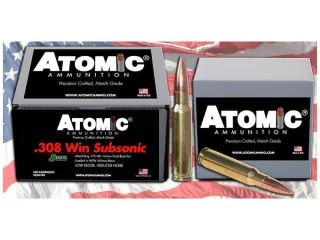 Atomic Ammunition Match Subsonic 308 Winchester Ammo 175 Grain Sierra MatchKing Jacketed Hollow Point Box of 100 for sale