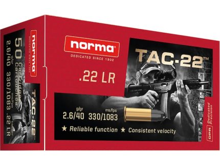 Norma TAC-22 Ammunition 22LR 40 Grain Lead Round Nose - Accessories | Rare Breed Triggers FRT - 15