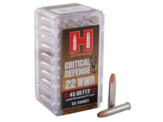 Hornady Critical Defense 22 Winchester Magnum Rimfire (WMR) Ammo 45 Grain Hornady FTX Polymer Tip for sale