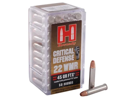 Hornady Critical Defense 22 Winchester Magnum Rimfire (WMR) Ammo 45 Grain Hornady FTX Polymer Tip - Accessories | Rare Breed Triggers FRT - 15