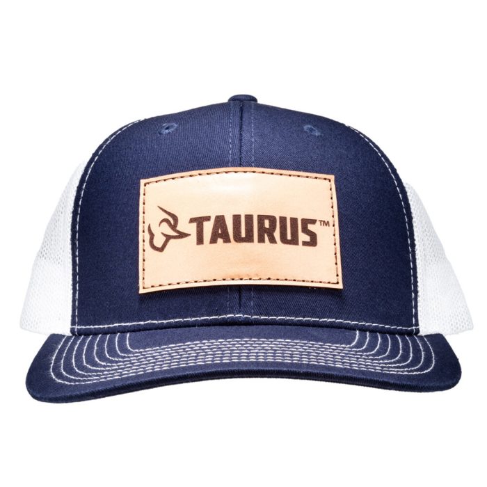 Taurus Leather Patch Logo Blue/White Mesh Hat