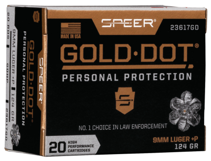 Speer Ammo Gold Dot Personal Protection 9mm +P 124gr